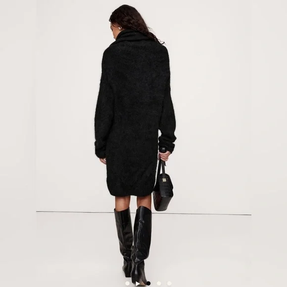 Banana Republic Alpaca Minimalist lagenlook BoHo Cowl Neck Sweater Dress S - Picture 3 of 15